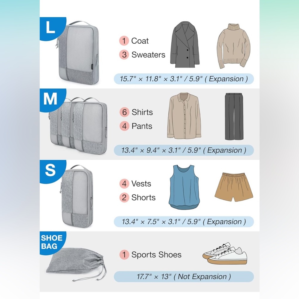 Gray Packing Cubes Set - Picture 2 of 2